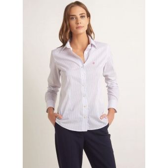 Camisa dudalina manga longa tricoline ft estampado feminina