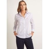 Camisa dudalina manga longa tricoline ft estampado feminina - branca