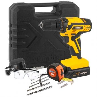 Parafusadeira Vonder c/ Maleta + Acessórios + Trena + Óculos